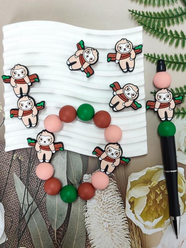 Cute Sloth Design Silicone Bead, DIY Jewelry Making Supplies for Bracelet, Keychain, Bag Chain, Fashion Accessories for Women & Girls