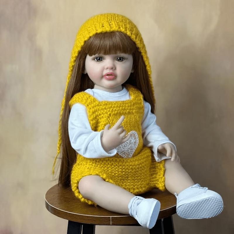 Full Body Soft Vinyl Reborn Doll Girl Baby 55cm 22inch Lifelike Princess Newborn Toddler Bebe Toy Lovely Birthday Gift