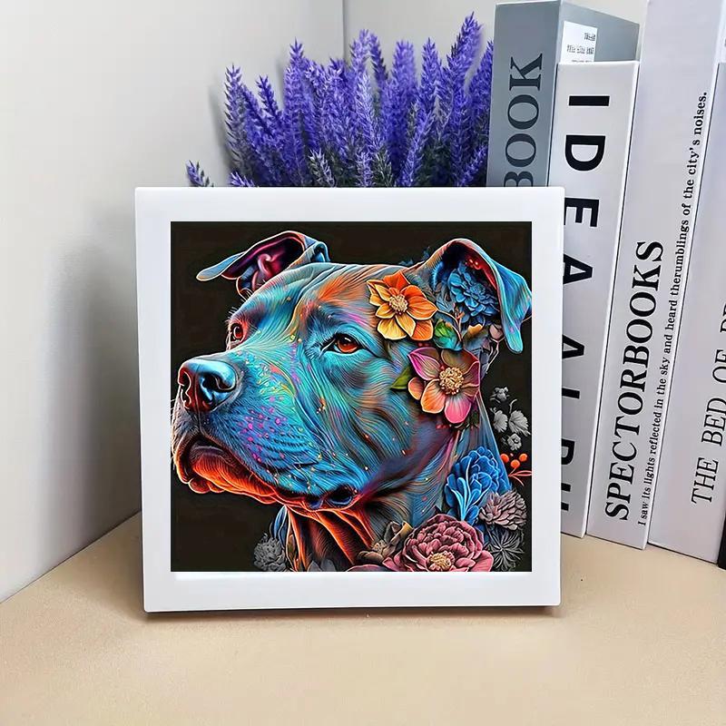 Dog Pattern DIY Diamond Art Painting Picture Without Frame, 5D Artificial Diamond Art Embroidery Kit, DIY Decorative Painting for Bedroom Living Room Office, Christmas, Christmas Gift