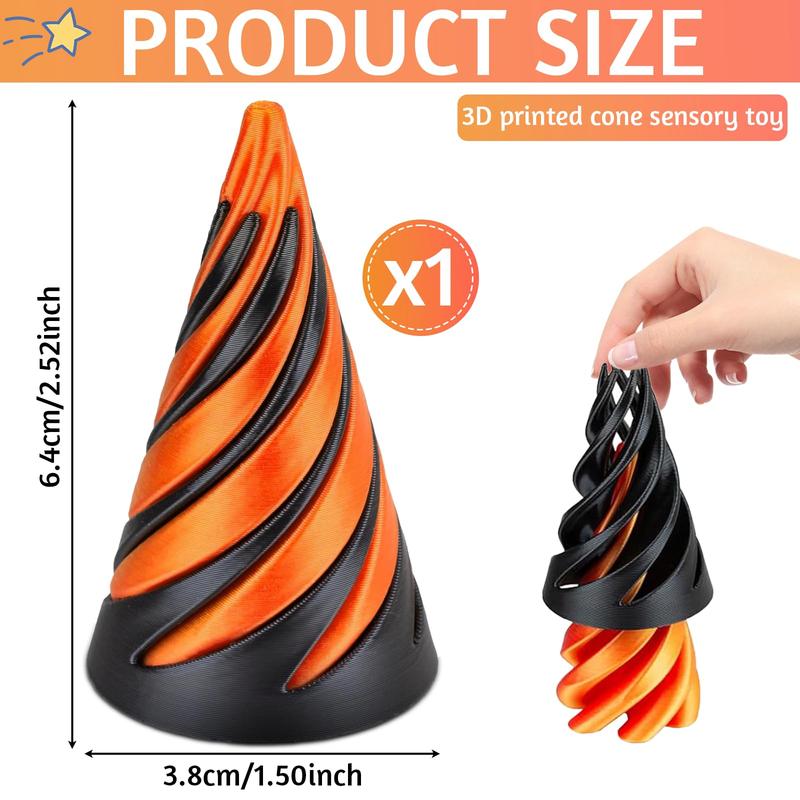 3D Printed Spiral Cone Fidget Toy with Impossible Pyramid Design – Mini Cone for Anxiety Relief, Stress Relief, and Relaxation