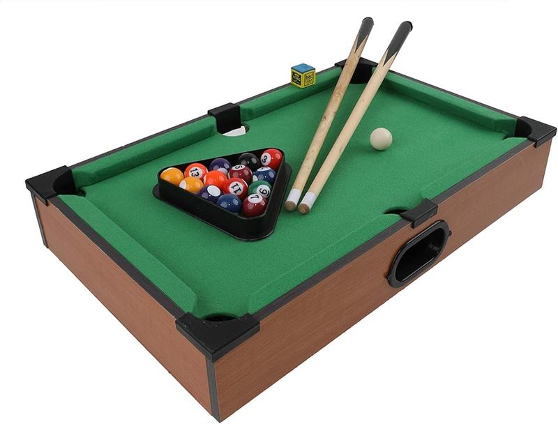 Cannonball Games Tabletop Mini Pool Table Set with Balls and Poles - Portable and Convenient for Fun with Friends