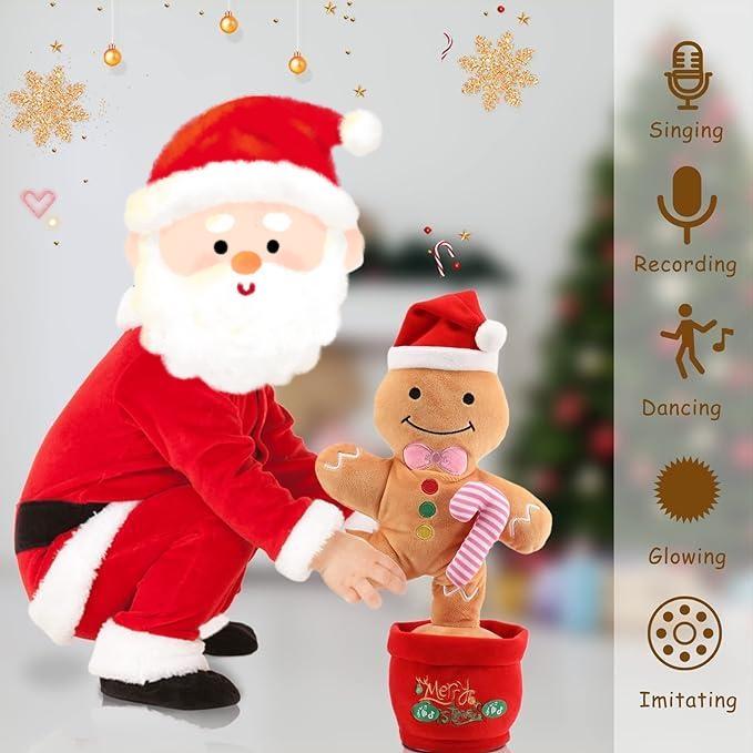 EMOIN Christmas Dancing Toy Talking Singing Plush Toy boys and girls Plush Repeating Toy Imitating Interactive Toys Christmas gift