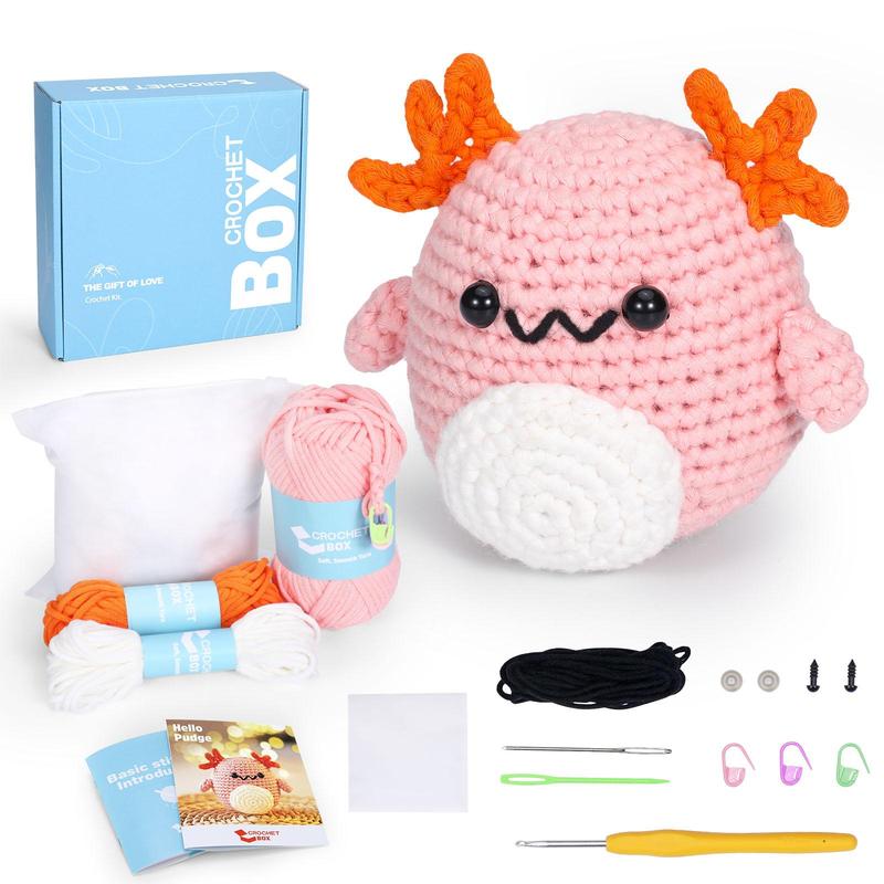 Cute Crochet Kit, 1 Set Cartoon Crochet Box, DIY Crochet Supplies for Beginner, Crochet Supplies for Home Decor, Cute Gifts for Friends