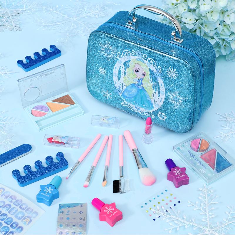 Frozen Makeup Kit for Girls, 16Counts Play Real Washable Makeup Kit Cosmetics Toys Gift Dress up Set Learning Educational Toy Birthday christmas Gifts