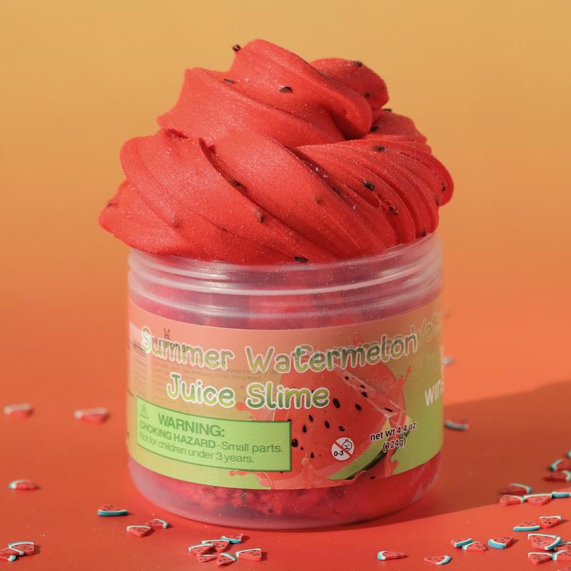 Winsons Summer Watermelon Juice Slime-Safe and non-toxic, the rich watermelon smell will put you in summe Fruit Butter Slime Party Favors