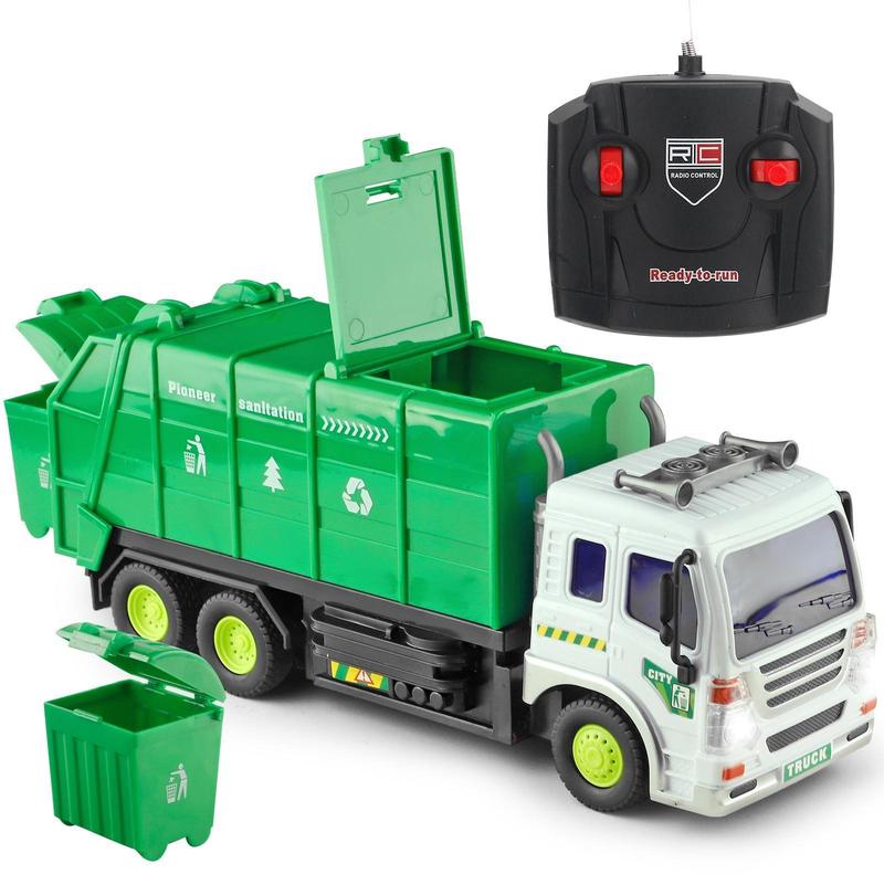 LED Light Remote Control Excavator and Garbage Truck Toys - Great for Young Builders, Construction Play, and Imaginative Adventures