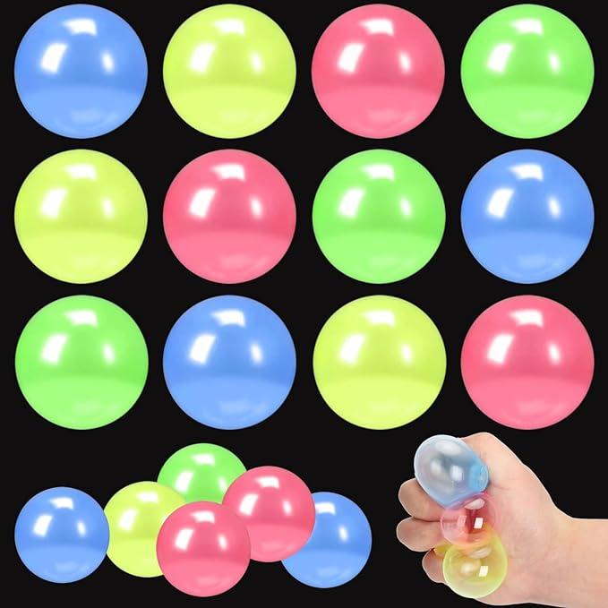 12 Pack Glow in The Dark Sticky Balls, Party Favors Fidget Toys Stress Balls for Kids and Adults, Lumi Balls Toys,Ceiling Balls,Sensory Balls,Dream Balls