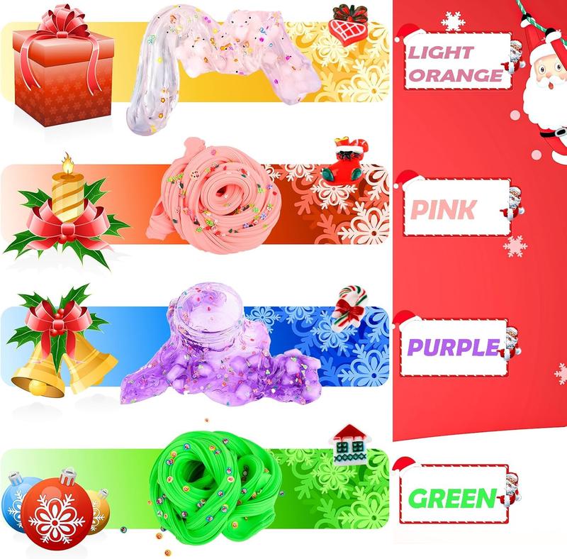 Christmas gift Christmas Slime Kit 7 Pack, with 3 Jelly Cube Crunchy Slime & 4 Butter Slime, DIY Slime Kit, Soft, Non-Sticky Stretchy Slime for Girls Boys Party Gift, Kids Stress Relief Toys, Xmas Stocking Stuffers