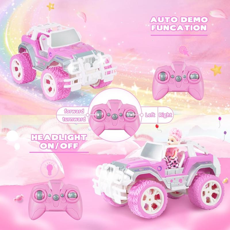 Pink Cars 1:16 Scale RC Jeep with Doll - Remote Control Car for Girls | 80-Minute Playtime | 2.4GHz All-Terrain Truck for 4-5 6-7 8-10 Years Old,ox14