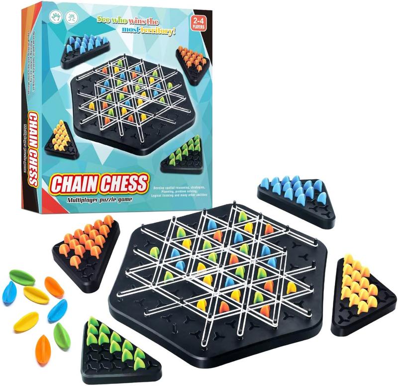 Chain Triangle Chess Game, Family Games for Kids and Adults, Battle Strategy Thinking Training Indoor Toys, (Large Size)27x24 Chain Triangle Chess Game, Family Fun Night Chess Set, Family Interactive Board Game, Multiplayer Game