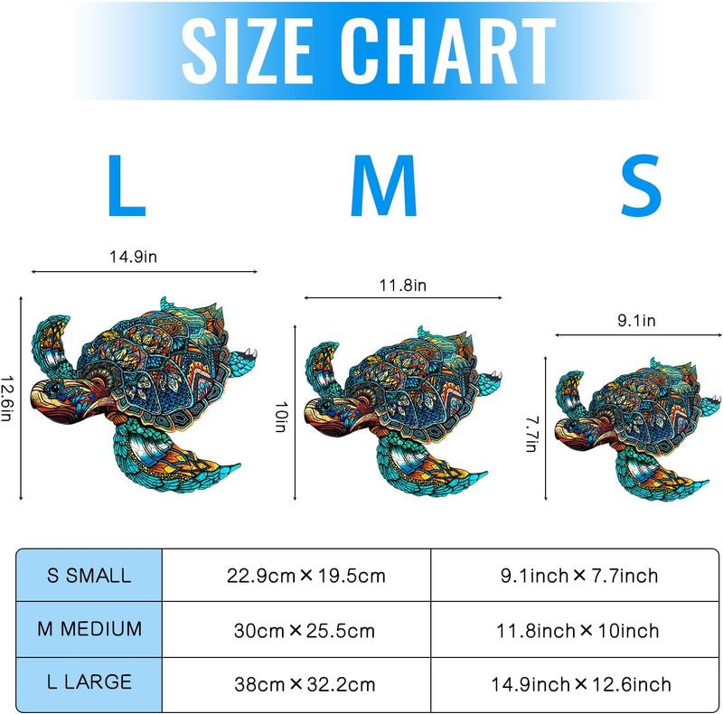 Wooden Puzzles for Adults - Sea Turtle Wooden Jigsaw Puzzles for Adults - Unique Animal Shape Wood Cut Puzzles Relax Puzzles (M-11.8 * 10in - 200psc)