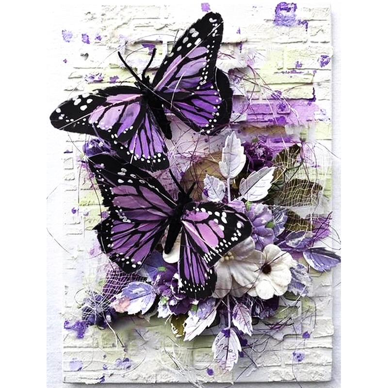 Diamond Painting Kits for Adults,DIY 5D Round Full Drill Butterfly Diamond Art,Very Suitable for Home Leisure and Wall Decoration