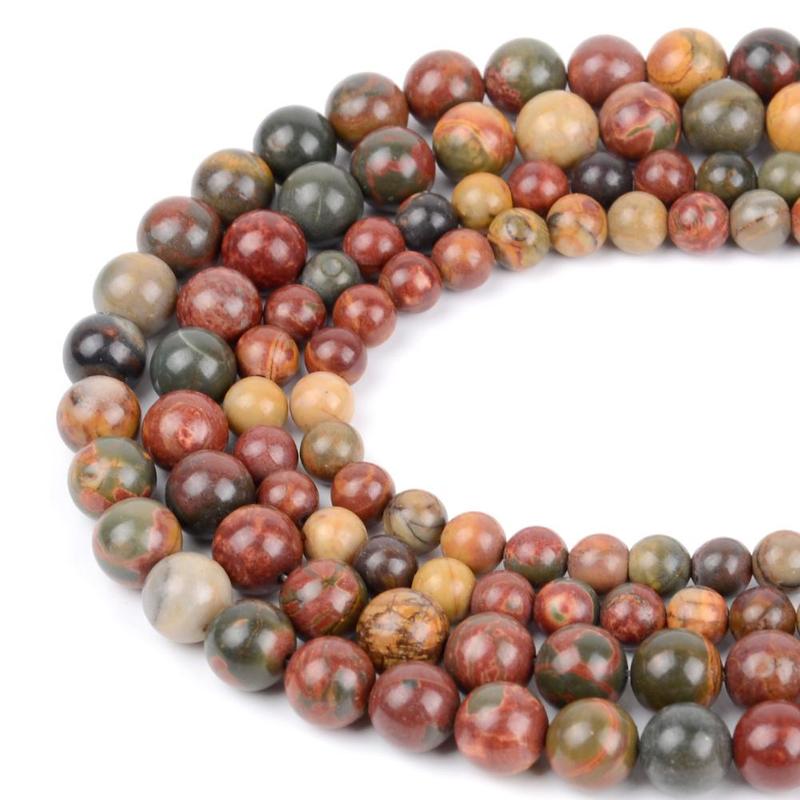 1 Set Natural Stone Bead, Jasper Round Bead, DIY Supplies For Jewelry Making, Bracelet, Necklace