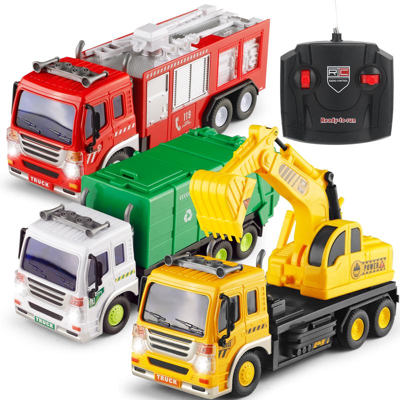 LED Light Remote Control Excavator and Garbage Truck Toys - Great for Young Builders, Construction Play, and Imaginative Adventures