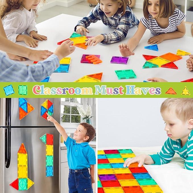 60 PCS Magnetic Building Tiles, Magnetic Tiles Kids Toys Magnet Toys for Toddler Magnetic Blocks Building Toys Preschool STEM Learning Sensory Montessori Toys for 3+ Year Old Boys and Girls, Safe Creativity Toddler Kids Toys, Christmas Toys Gift