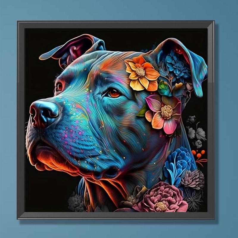 Dog Pattern DIY Diamond Art Painting Picture Without Frame, 5D Artificial Diamond Art Embroidery Kit, DIY Decorative Painting for Bedroom Living Room Office, Christmas, Christmas Gift