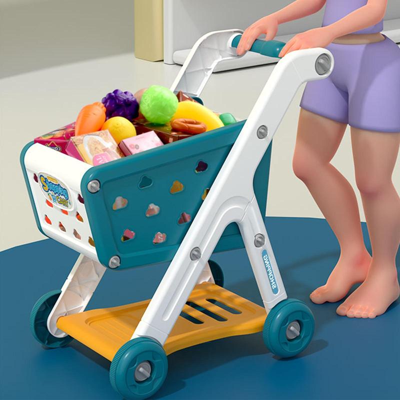 Shopping Cart with Pretend Food, 26 Pcs Toy Series