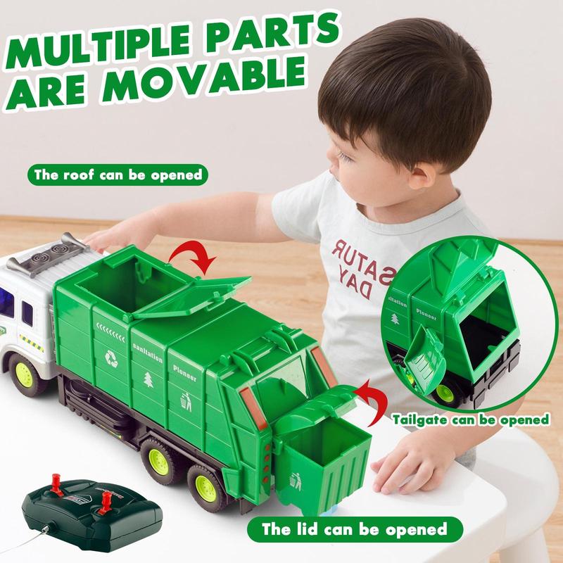 LED Light Remote Control Excavator and Garbage Truck Toys - Great for Young Builders, Construction Play, and Imaginative Adventures