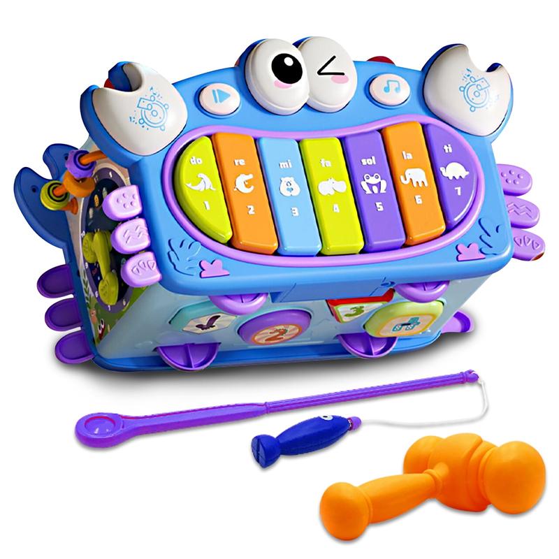 12 in 1 Montessori Crab Toys, Early Musical Learning Toys, Shape Sorter Toy, Interactive Play Features, Learning Educational Toys for Boys Girls (no batteries)