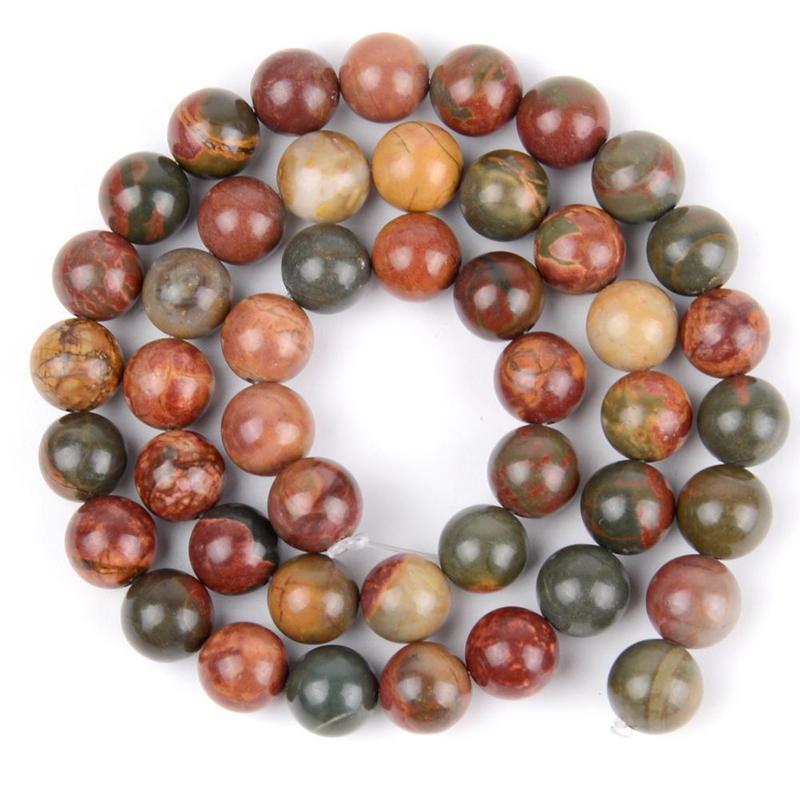 1 Set Natural Stone Bead, Jasper Round Bead, DIY Supplies For Jewelry Making, Bracelet, Necklace