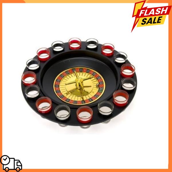 Fairly Odd Novelties Shot Roulette Drinking Game - Ultimate Shot Glass Roulette Drinking games for adults - 16pcs Red Black Set