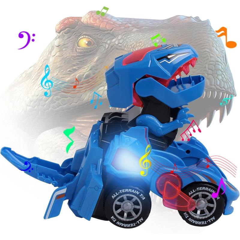 Toys for 3-6 Year Old Boys Transforming Car Toys with LED Light and Music Dinosaur Toy Birthday Gifts for 4 5 6 7 Year Old Boy (Green)