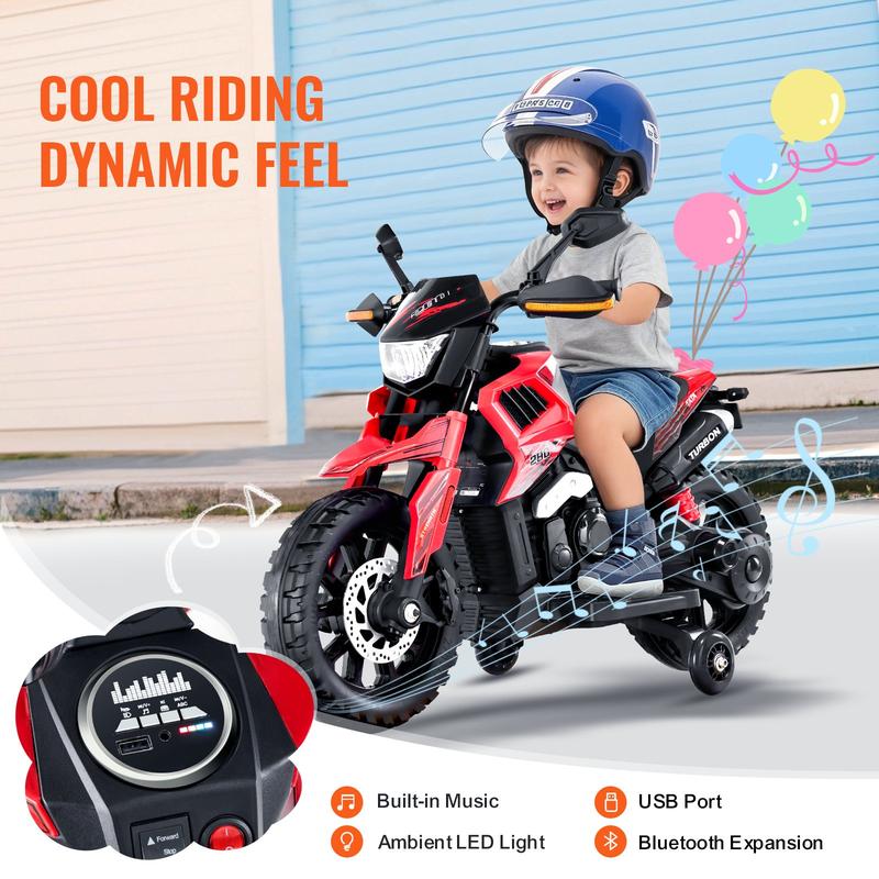 Christmas Gift! Kids Ride on Motorcycle 6V Electric Motorbike with LED for Kids Aged 3+