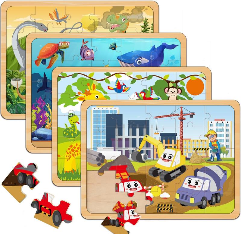 Puzzles for Kids Ages 4-6, Set of 4 Packs with 24-Piece, Brain Teaser Toys for Boys and Girls 3-8 Years Old