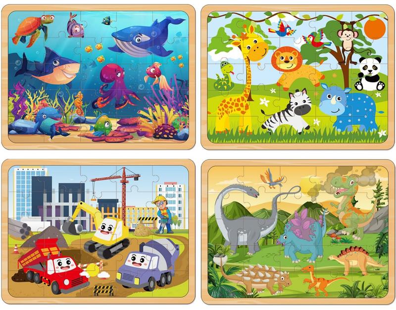 Puzzles for Kids Ages 4-6, Set of 4 Packs with 24-Piece, Brain Teaser Toys for Boys and Girls 3-8 Years Old