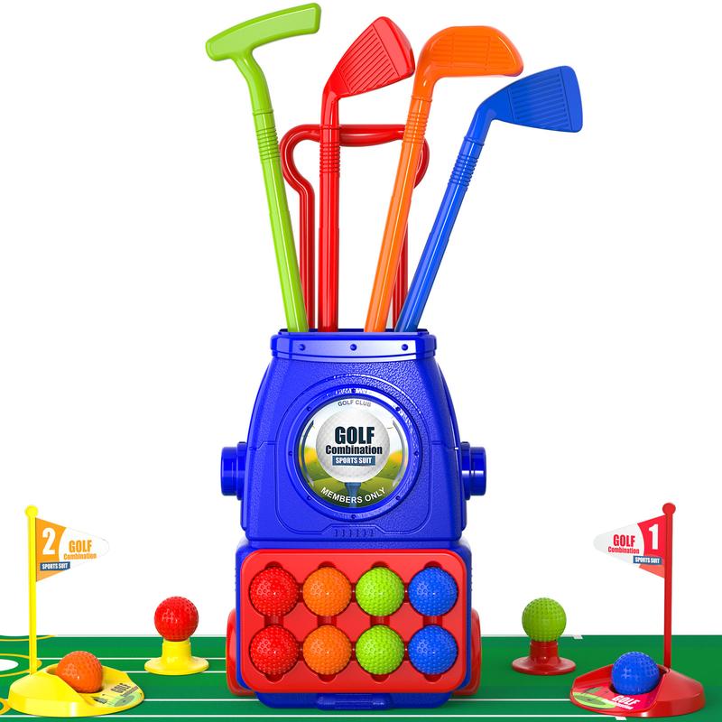 Golf Set Toys, Upgraded Golf Cart Toys Sets with 4 Golf Sticks, 8 Balls and 1 Mat, Indoor & Outdoor Golf Toys