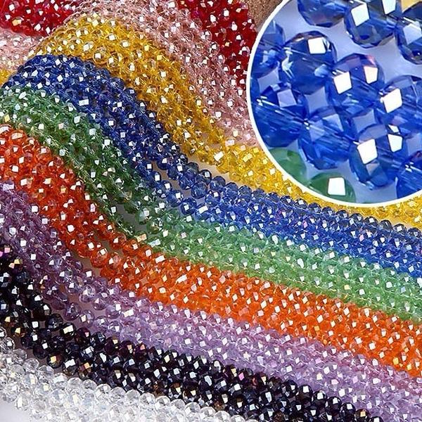 DIY 6mm flat crystal faceted glass beads Porcelain beads bracelet kit jewelry making