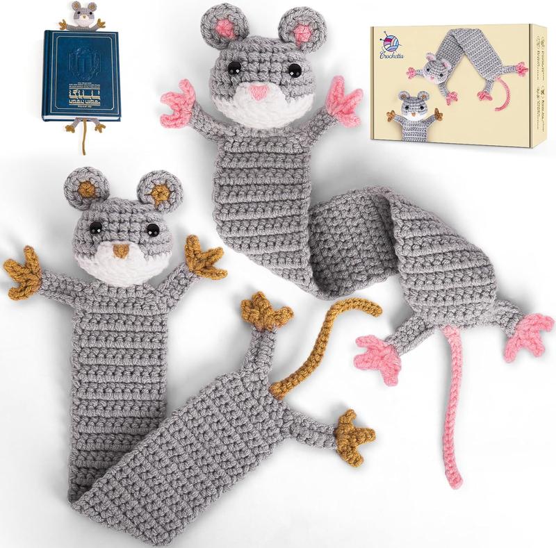 Crochetta Crochet Kit for Beginners, Amigurumi Crocheting Animals Kits w Step-by-Step Video Tutorials, Knitting Starter Pack for Adults and Kids, 2 Book Rat Familly (40%+ Yarn Content)