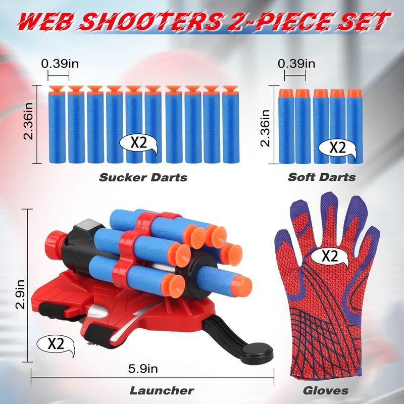 Web Shooters Toy 2 Pack,Web Slinger Toys with Spider Glove Launcher,Toys for Young Men Women's Christmas Gift, Halloween Present, Black Friday Gifts