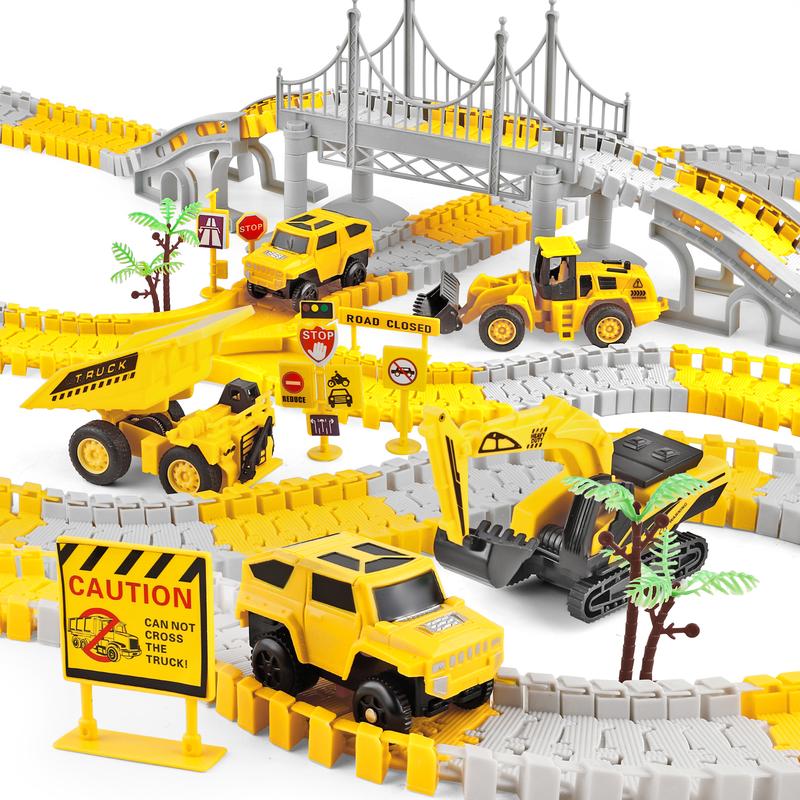 276 PCS Construction Race Tracks Toy for Kids Truck Car Engineering Road Playset