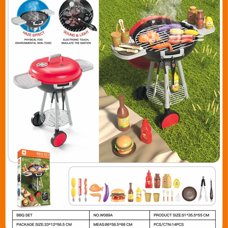 38 PCS Little Chef Barbecue BBQ Cooking Kitchen Toy Interactive Grill Play Food Cooking Playset for Kids Kitchen Pretend Play