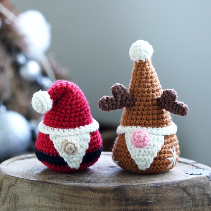 Christmas Santa Claus & Reindeer Design Crochet Kit, 2 Counts set DIY Crochet Kit with Step-by-step English Video Tutorial, DIY Handmade Lover Starter Kit, Birthday Gifts