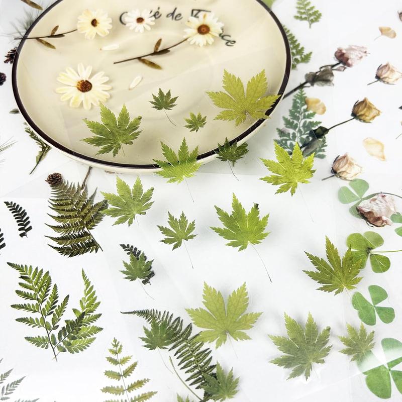 400 count  Floral Scrapbook Stickers Kit Vintage Fern  Green Transparent  Stickers Book for Scrapbooking Supplies Aesthetic Junk Journal Journaling Craft 20-Page