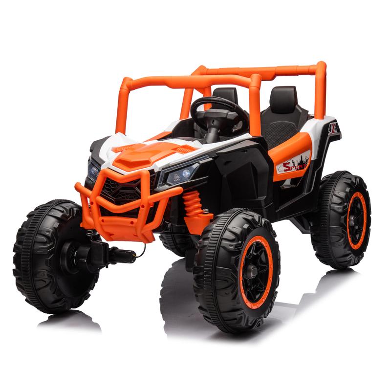 24V Ride On XXL UTV car for kid,2seater with two safety belts, Side by Side 4x4 Ride on Off-Road Truck with Parent Remote Control, Battery Powered Electric Car w High Low Speed, two safety belts.