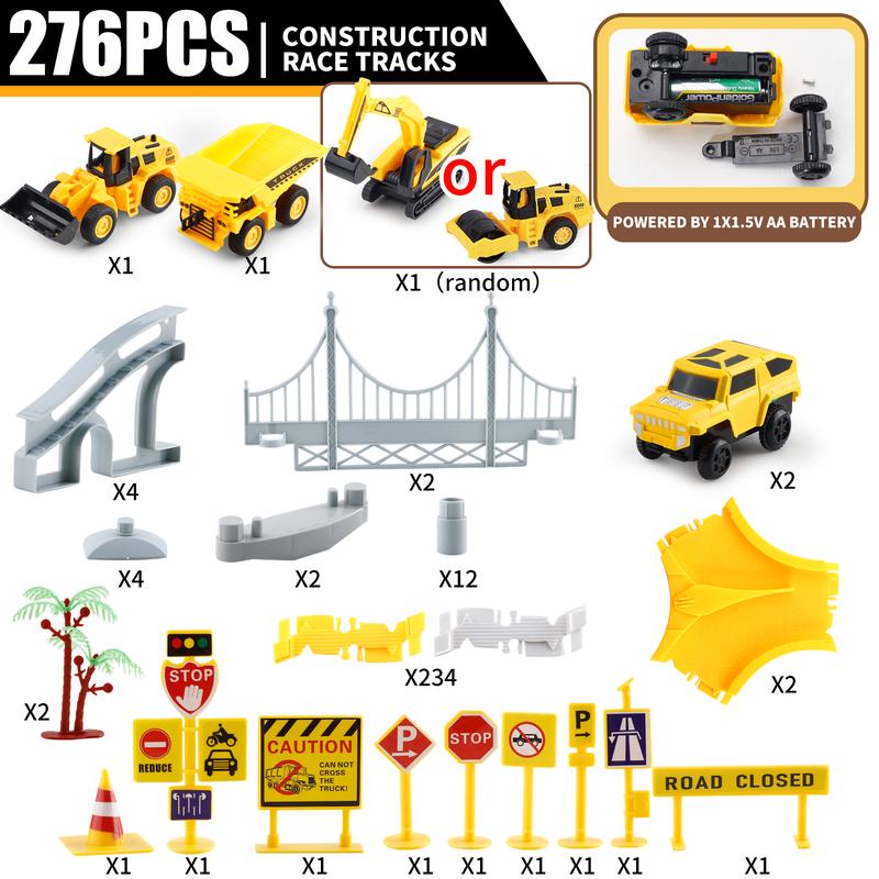 276 PCS Construction Race Tracks Toy for Kids Truck Car Engineering Road Playset