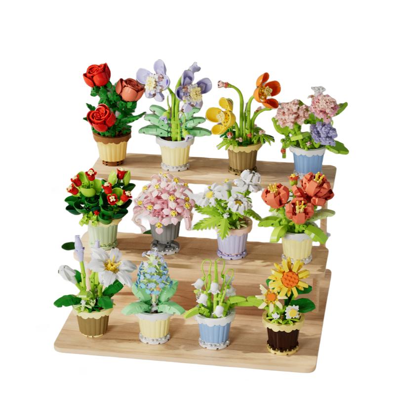 12-Pcs Flowers Bouquet and succulents Plant Building Sets Is A Special BirthHoday Gift for mother and Girls. with 2531 Pieces,  Or Adult Building Block Toy mini flowers flowers for flower bricks flower blocks nano blocks building bricks building toy