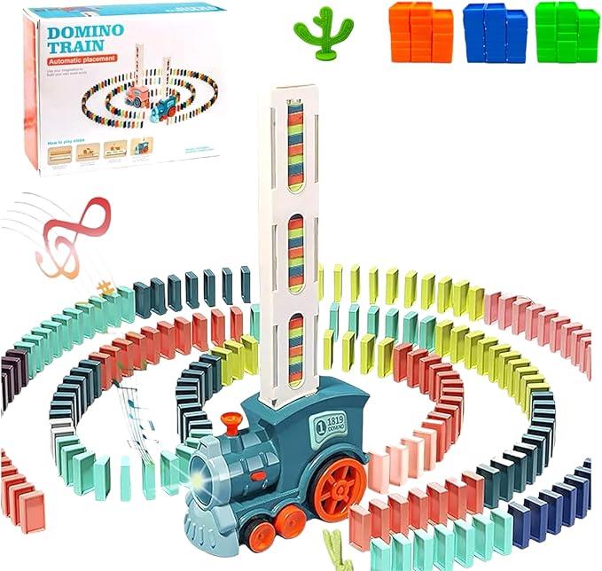 Dominoes Automatic Domino Train Toy Set - 120 Pcs, Domino Train Blocks Set Building and Stacking Toy for Kids