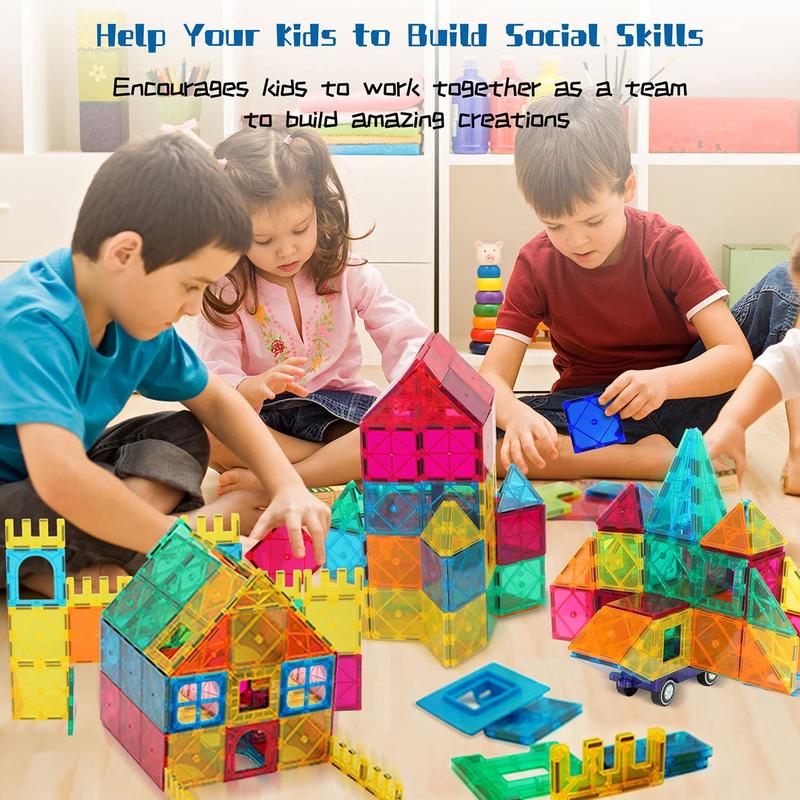 Magnetic Tiles 75pcs Kids Toys Classroom Sensory Toy for Toddlers STEM Learning Building Blocks, Montessori Pretend Play Magnet Tile Construction Stacking Block Boys Girls Ages 3+