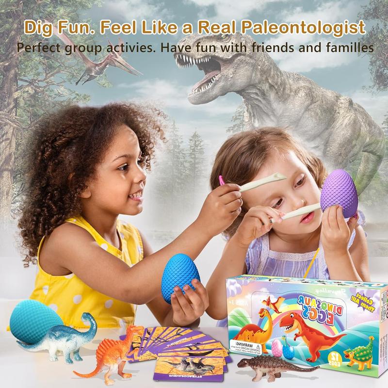 Dinosaur Eggs Dig Kit Toys - 12 Dino Easter Eggs Fossil Eggs Excavation Kit for Kids Easter Party Favor Basket Stuffers STEM Toy Christmas Birthday Gift for Boys Girls Age  4 5 6 7 8 9 10 11  12+ Years Old