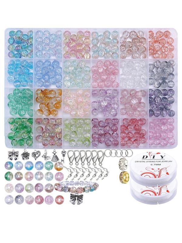 24 Grid Glass Beads Set, 8mm Glass Beads, DIY Jewelry Making Supplies for Necklace & Bracelet, Fashion Accessories for Jewelry Making