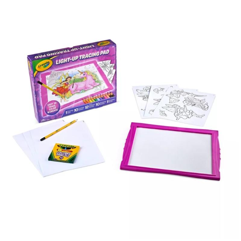 Light Up Tracing Pad Pink: Creative Drawing Kit, Includes Colored Pencils & Paper