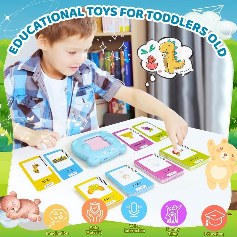 224 510(Spanish&English)  Words Alphabet Bilingual Talking Flash Cards for 3-8 YearsToddlers. Pocket Speech BuddyTherapy AutismToys,  EducationalLearing InteractiveToy for Boys GirlsKids Gifts Blue