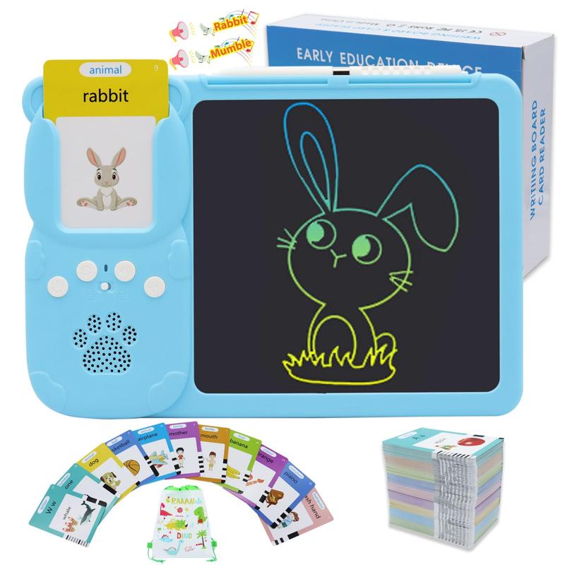 224 510 Bilingual Alphabet Talking Flash Cards for Ages 3-8, Pocket Speech Therapy Buddy for Children with Autism. Educational Interactive Toy for Boys and Girls Blue