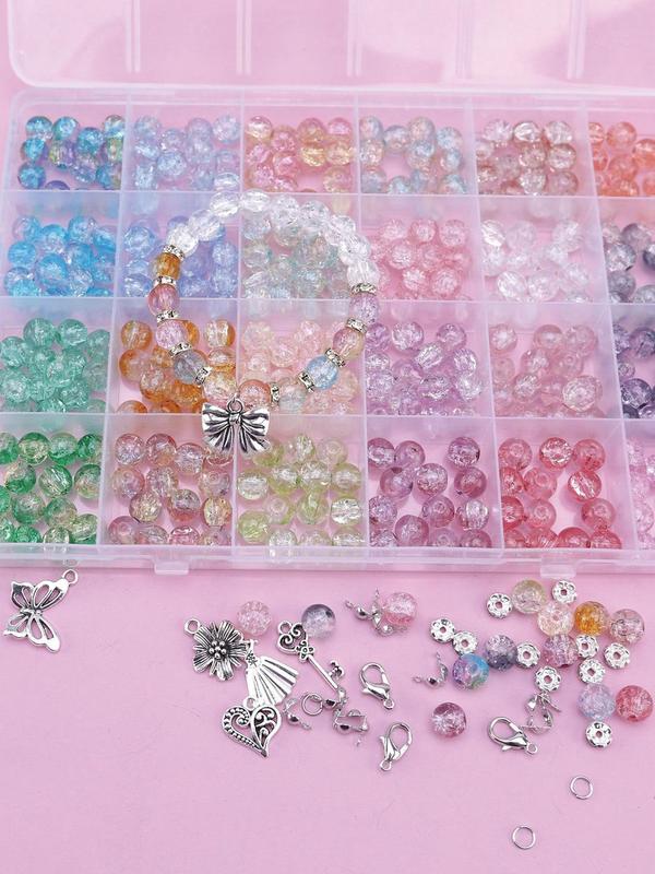 24 Grid Glass Beads Set, 8mm Glass Beads, DIY Jewelry Making Supplies for Necklace & Bracelet, Fashion Accessories for Jewelry Making