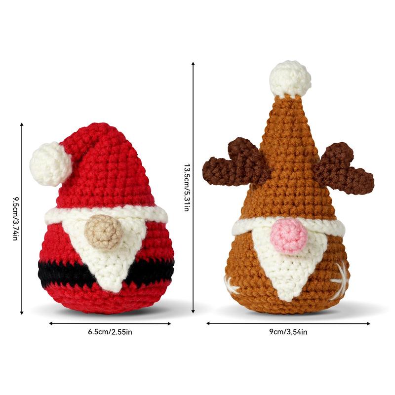 Christmas Santa Claus & Reindeer Design Crochet Kit, 2 Counts set DIY Crochet Kit with Step-by-step English Video Tutorial, DIY Handmade Lover Starter Kit, Birthday Gifts