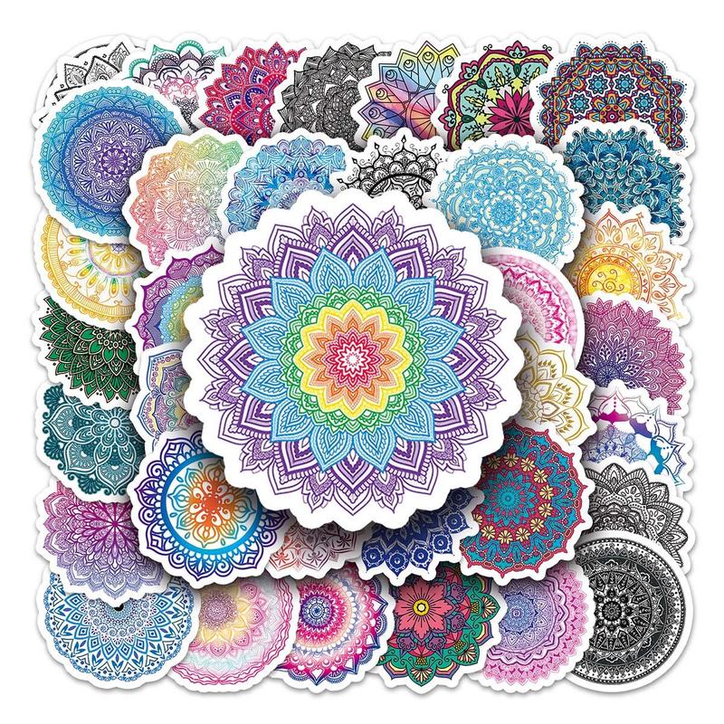 50pcs Mandala Pattern Stickers, Creative Multi-purpose Stickers, For DIY Craft Decoration And Hand Account